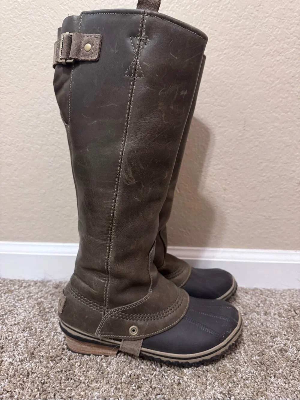 SOREL Women’s Tall Duck Boots in Olive Green